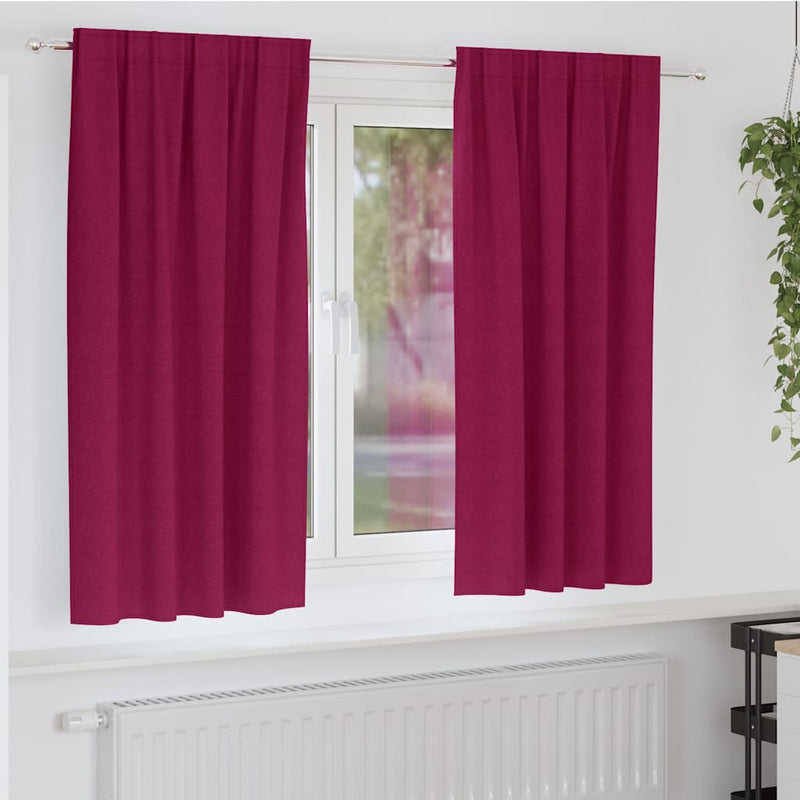Afbeelding laden in galerijviewer, Vidaxl zwart-out gordijnen met ringen 2 pcs wijnrood 175 x 140 cm
