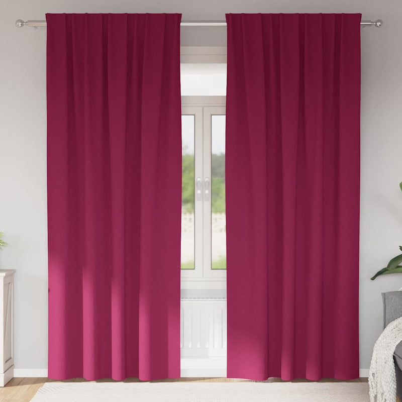 Afbeelding laden in galerijviewer, Vidaxl zwart-out gordijnen met ringen 2 pcs wijnrood 225 x 140 cm
