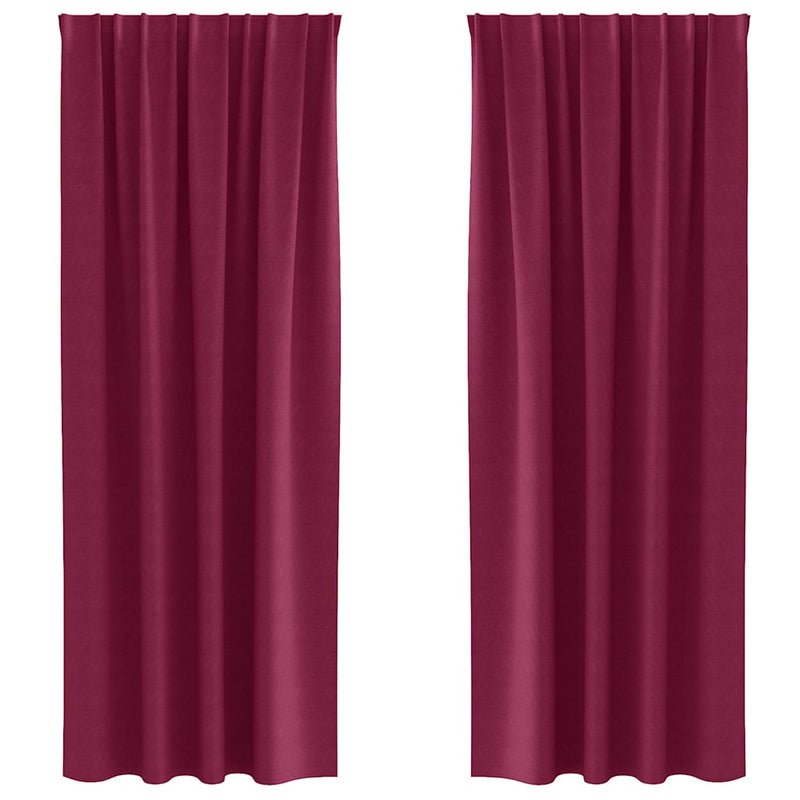 Afbeelding laden in galerijviewer, Vidaxl zwart-out gordijnen met ringen 2 pcs wijnrood 225 x 140 cm
