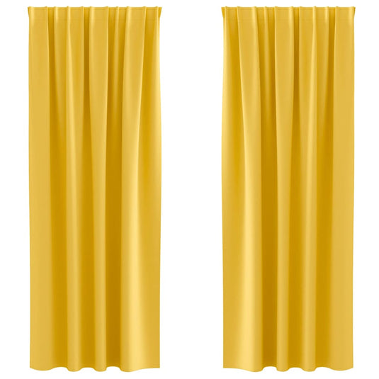 Vidaxl zwart-out gordijnen met ringen 2 pcs mosterdgeel 260 x 140 cm