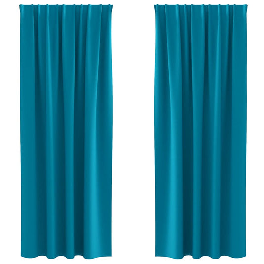 Vidaxl zwart-out gordijnen met ringen 2 pcs turquoise 260 x 140 cm