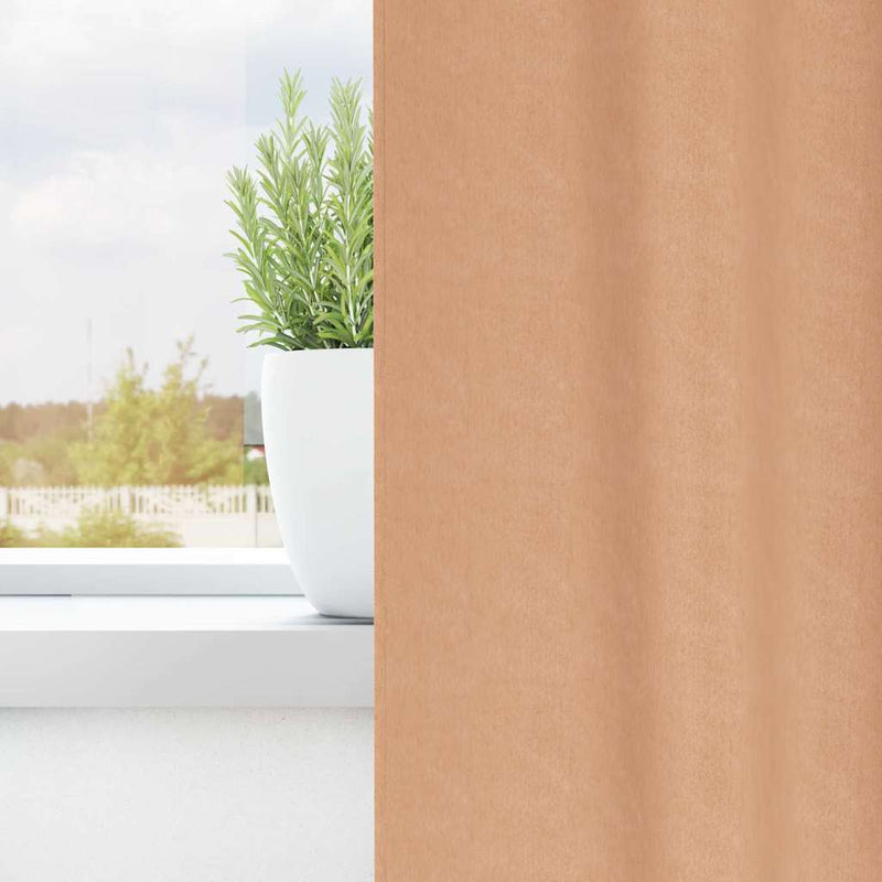 Afbeelding laden in galerijviewer, Vidaxl zwart-out gordijnen met ringen 2 pcs licht bruin 260 x 140 cm
