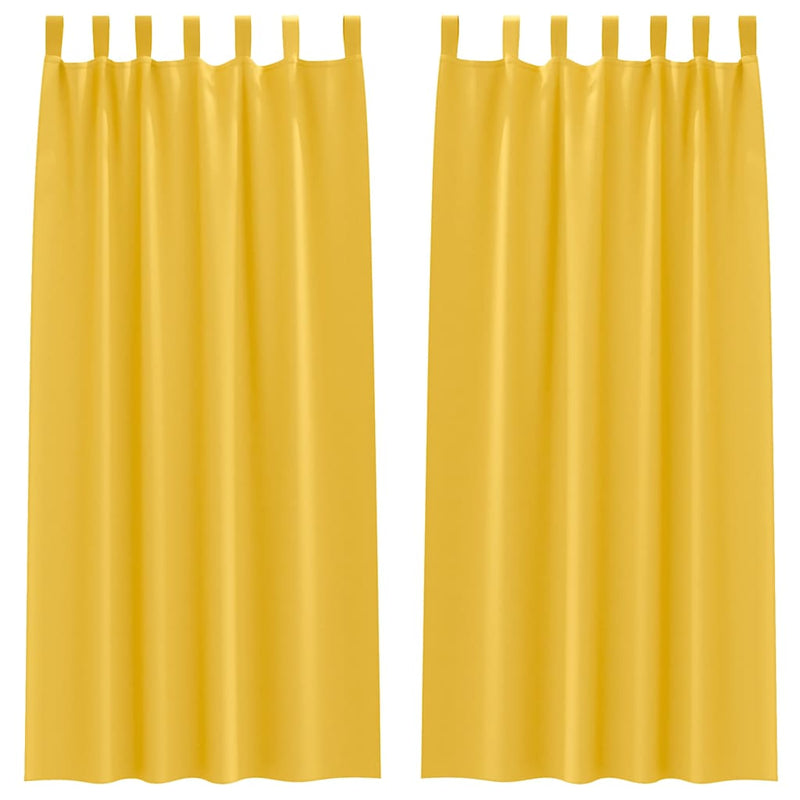 Afbeelding laden in galerijviewer, Vidaxl zwart-out gordijnen met ringen 2 pcs mosterdgeel 260 x 140 cm
