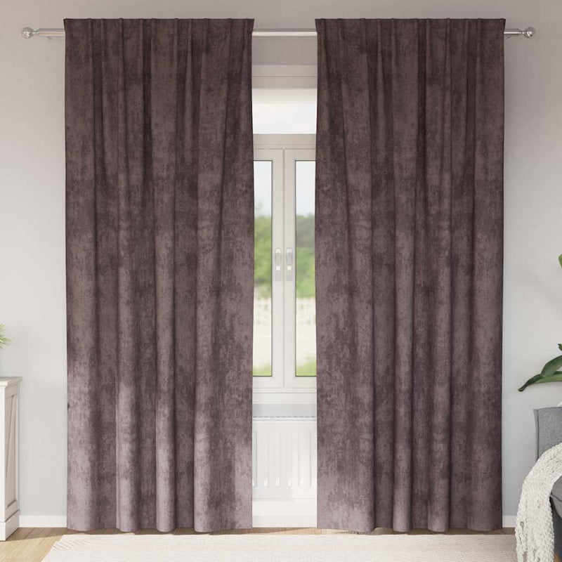 Afbeelding laden in galerijviewer, Vidaxl velvet gordijnen met gordijnen 2 pcs bruin 245 x 140 cm fluweel
