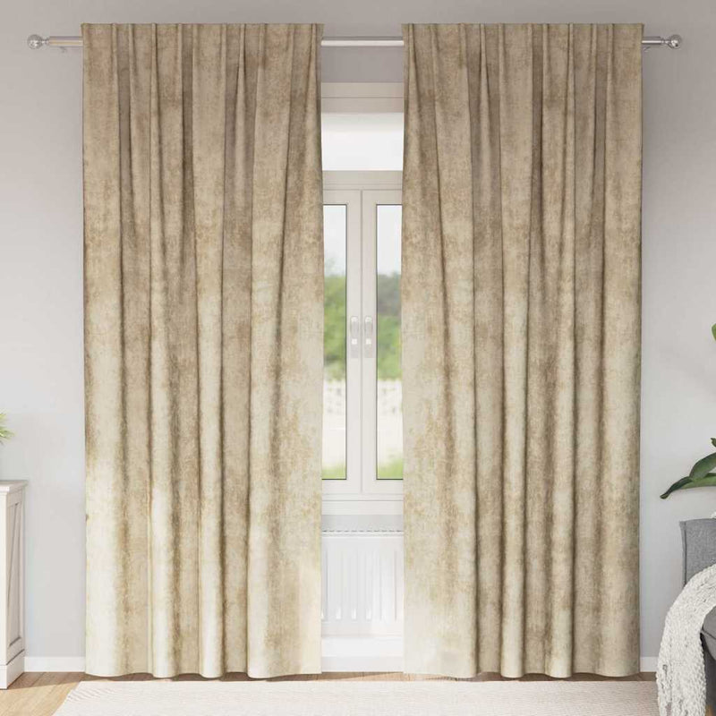Afbeelding laden in galerijviewer, Vidaxl velvet gordijnen met gordijnen 2 pcs crème 225 x 140 cm fluweel
