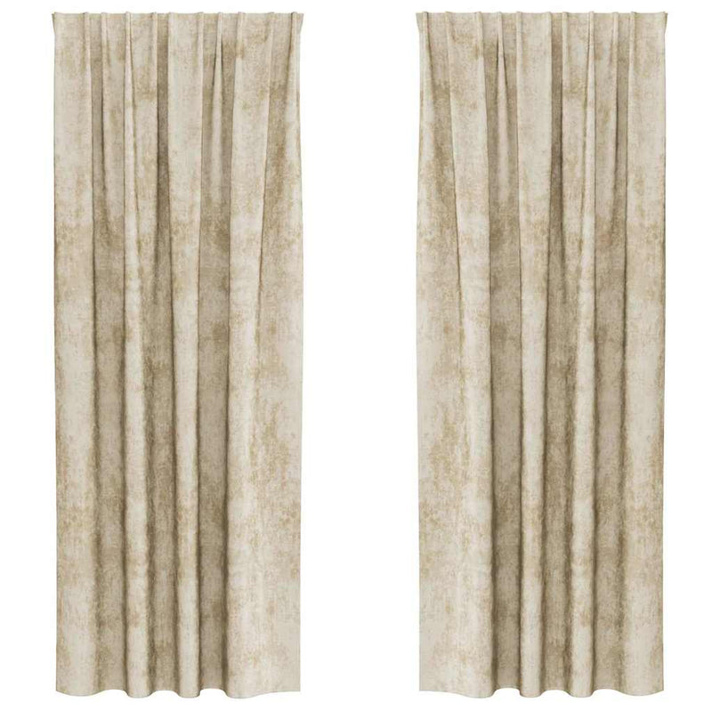 Afbeelding laden in galerijviewer, Vidaxl velvet gordijnen met gordijnen 2 pcs crème 225 x 140 cm fluweel
