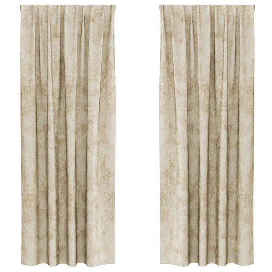 Vidaxl velvet gordijnen met gordijnen 2 pcs crème 225 x 140 cm fluweel