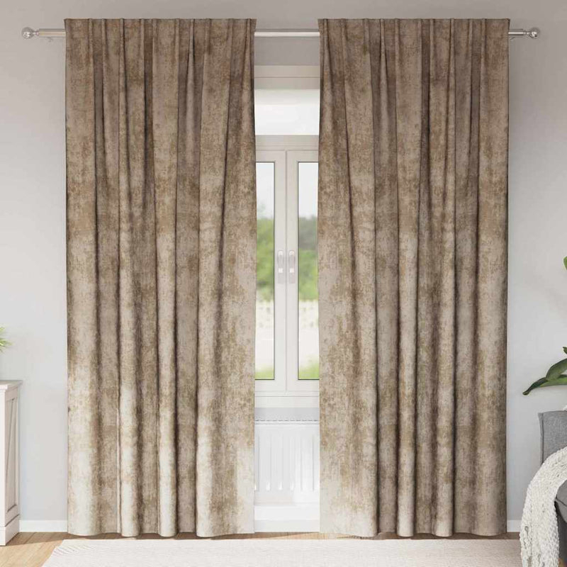 Afbeelding laden in galerijviewer, Vidaxl velvet gordijnen 2 pcs champagne 225 x 140 cm fluweel
