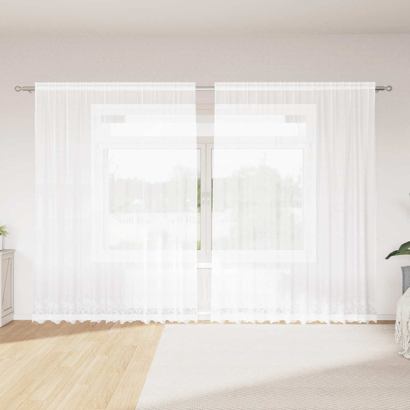 Afbeelding laden in galerijviewer, Vidaxl kantgordijn wit 300 x 245 cm polyester
