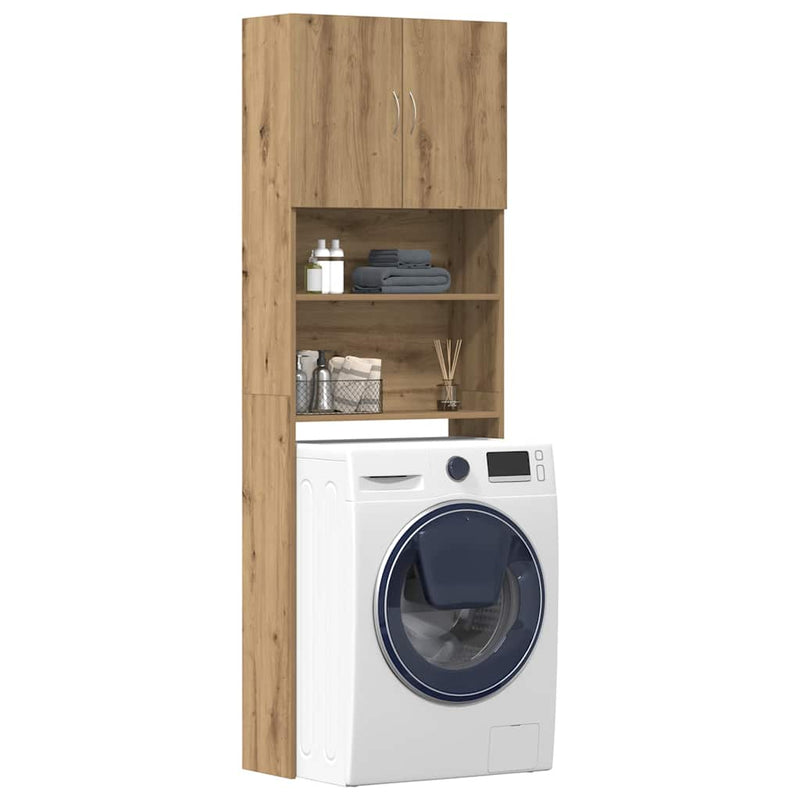 Afbeelding laden in galerijviewer, Vidaxl wasmachinekast 64x24x190 cm bewerkt hout artisanaal eikenkleur
