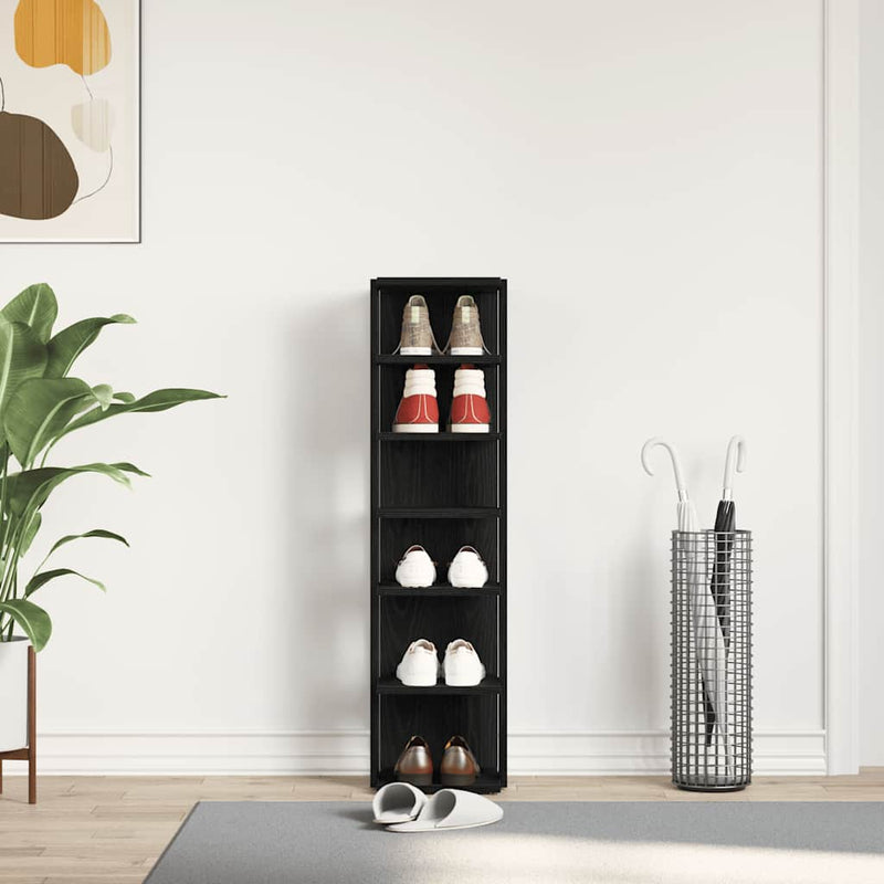Afbeelding laden in galerijviewer, Vidaxl schoenenkast 25x27x102 cm bewerkt hout zwart eikenkleur
