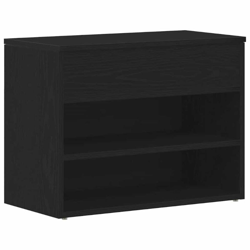 Afbeelding laden in galerijviewer, Vidaxl schoenenbank met plank zwart eiken 60 x 30 x 45 cm bewerkt hout
