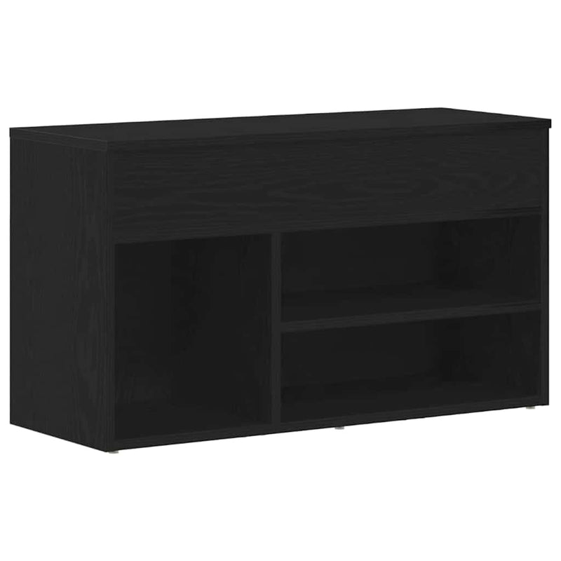 Afbeelding laden in galerijviewer, Vidaxl schoenenbank met plank zwart eiken 80 x 30 x 45 cm bewerkt hout
