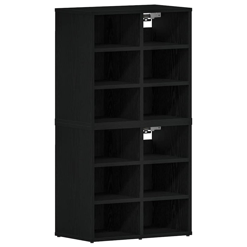 Afbeelding laden in galerijviewer, Vidaxl schoenenkast 2 pcs zwart eiken 52 x 30 x 50,5 cm bewerkt hout
