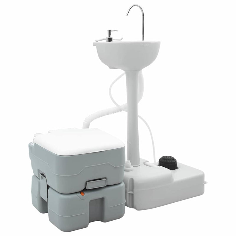 Afbeelding laden in galerijviewer, Vidaxl camping toilet set 2 pcs grijs 50,5 x 33 x 103 cm
