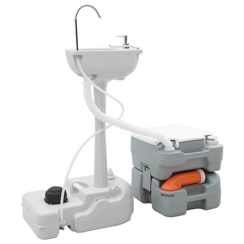 Afbeelding laden in galerijviewer, Vidaxl camping toilet set 2 pcs grijs 50,5 x 33 x 103 cm
