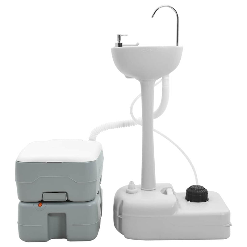 Afbeelding laden in galerijviewer, Vidaxl camping toilet set 2 pcs grijs 50,5 x 33 x 103 cm
