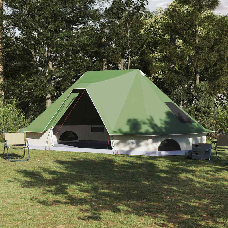 Afbeelding laden in galerijviewer, Vidaxl familie tipi tent tipi met dak groen 680 x 430 x 270 cm
