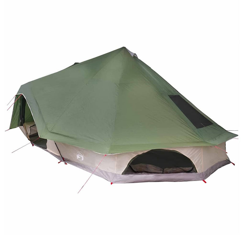 Afbeelding laden in galerijviewer, Vidaxl familie tipi tent tipi met dak groen 680 x 430 x 270 cm
