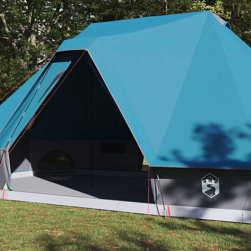 Afbeelding laden in galerijviewer, Vidaxl familie tipi tent tipi met dak blauw 680 x 430 x 270 cm
