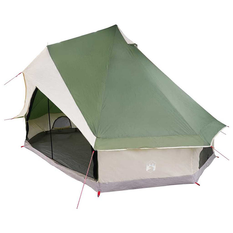 Afbeelding laden in galerijviewer, Vidaxl familie tipi tent tipi groen en beige 400 x 346 x 250 cm
