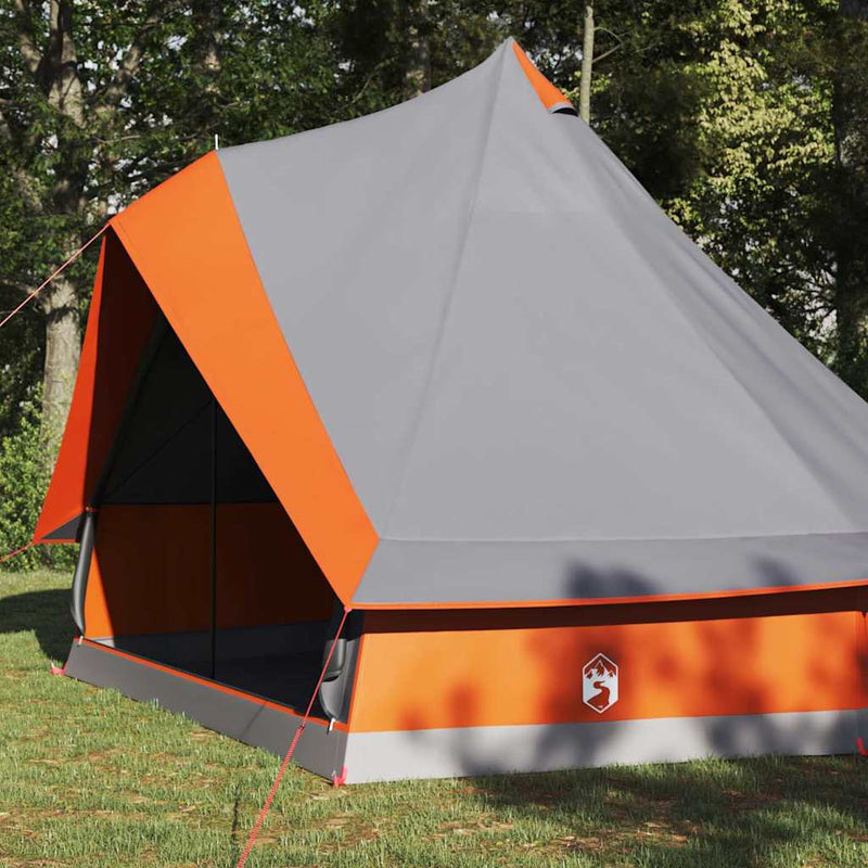 Afbeelding laden in galerijviewer, Vidaxl familie tipi tent tipi grijs en oranje 400 x 346 x 250 cm
