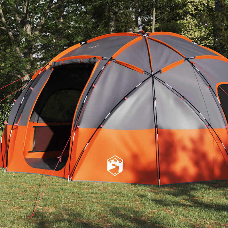 Afbeelding laden in galerijviewer, Vidaxl camping tent grijs en oranje 475 x 475 x 235 cm polyester
