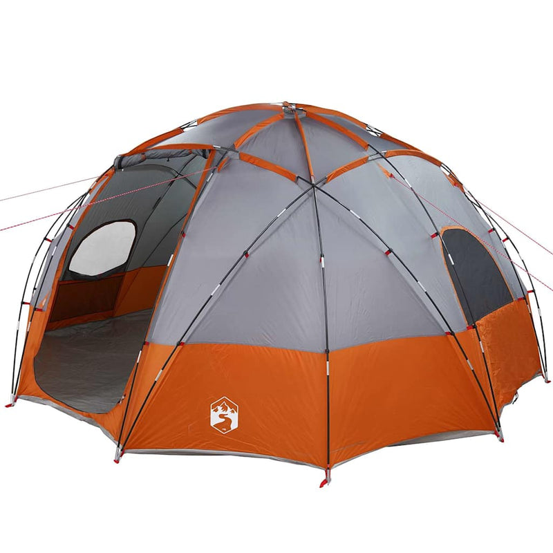 Afbeelding laden in galerijviewer, Vidaxl camping tent grijs en oranje 475 x 475 x 235 cm polyester
