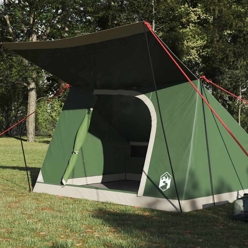 Afbeelding laden in galerijviewer, Vidaxl camping tent met dak met opslag groen 282 x 225 x 154 cm taft

