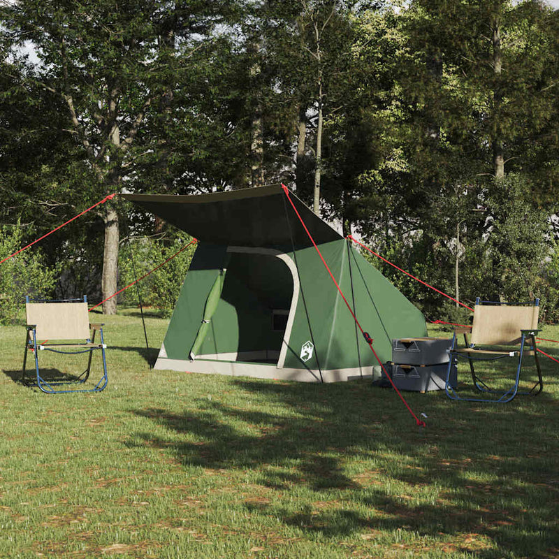 Afbeelding laden in galerijviewer, Vidaxl camping tent met dak met opslag groen 282 x 225 x 154 cm taft
