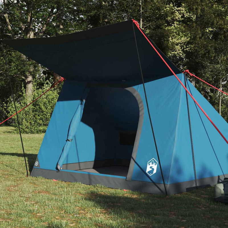 Afbeelding laden in galerijviewer, Vidaxl camping tent met dak met opslag blauw 223 x 163 x 130 cm taft
