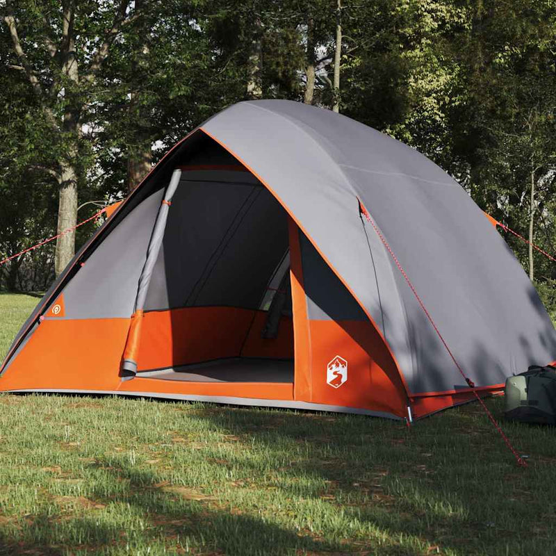 Afbeelding laden in galerijviewer, Vidaxl camping tent met dak grijs en oranje 275 x 230 x 140 cm taft

