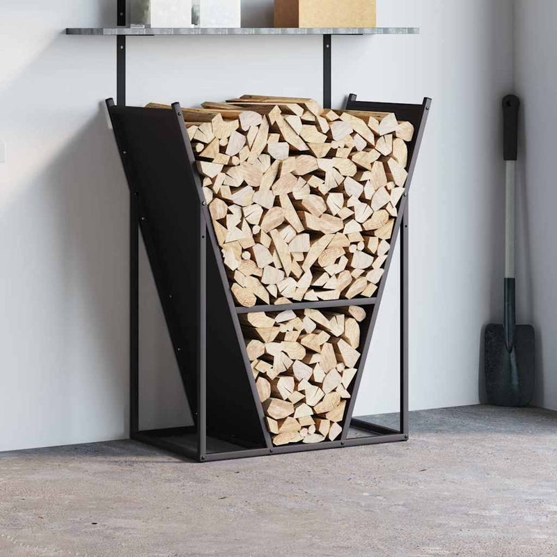 Afbeelding laden in galerijviewer, Vidaxl brandhoutrek 69,5x35x81 cm koudgewalst staal zwart

