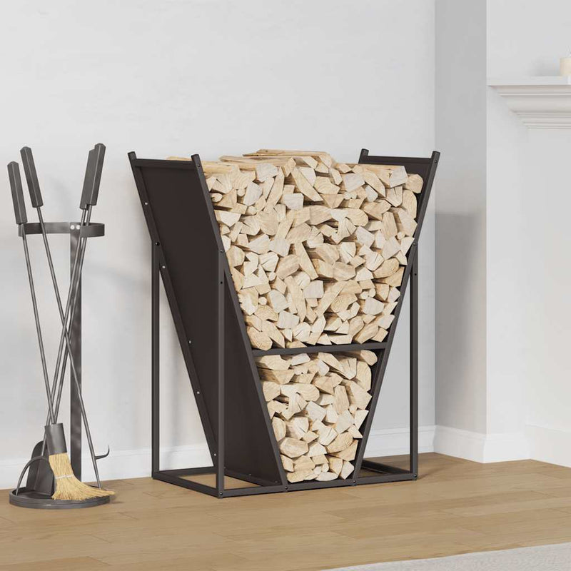Afbeelding laden in galerijviewer, Vidaxl brandhoutrek 69,5x35x81 cm koudgewalst staal zwart
