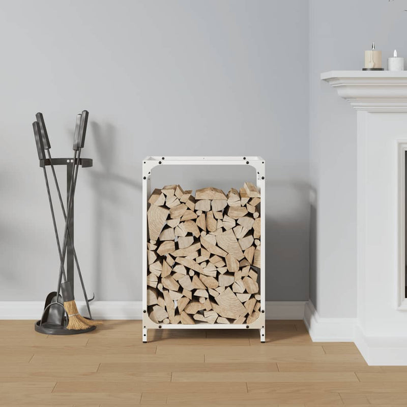 Afbeelding laden in galerijviewer, Vidaxl brandhoutrek 44x28x65 cm koudgewalst staal wit
