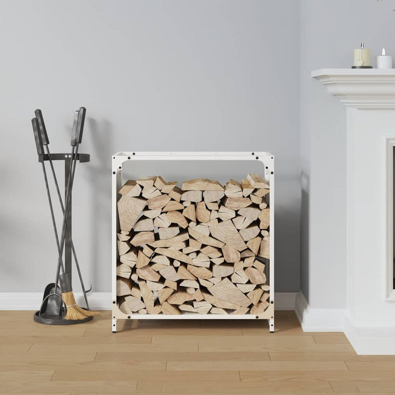 Afbeelding laden in galerijviewer, Vidaxl brandhoutrek 60x28x65 cm koudgewalst staal wit
