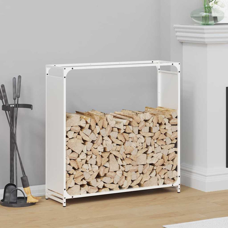 Afbeelding laden in galerijviewer, Vidaxl brandhoutrek 90x28x90 cm koudgewalst staal wit
