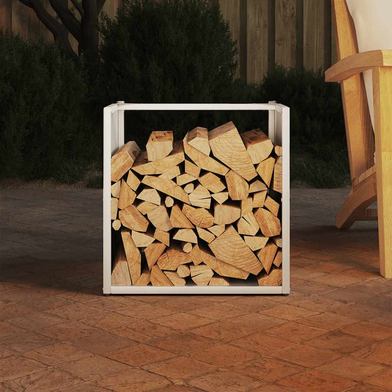 Afbeelding laden in galerijviewer, Vidaxl brandhoutrek 40x40x40 cm koudgewalst staal wit
