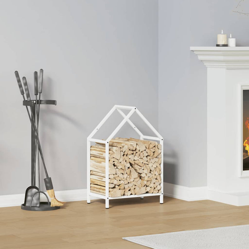 Afbeelding laden in galerijviewer, Vidaxl brandhoutrek 40x25x60 cm koudgewalst staal wit
