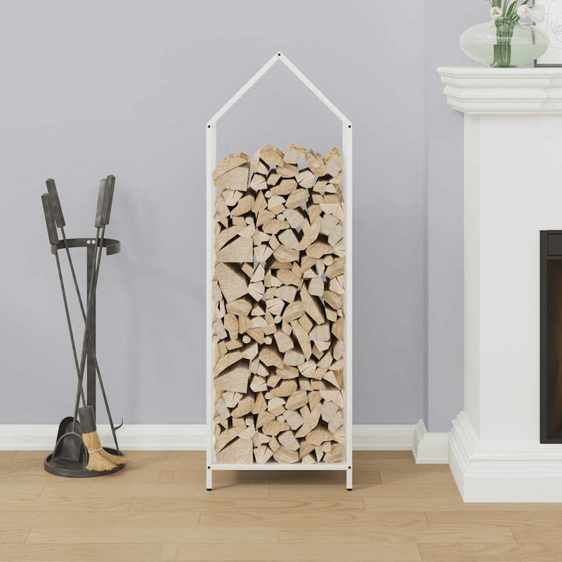 Afbeelding laden in galerijviewer, Vidaxl brandhoutrek 40x25x120 cm koudgewalst staal wit
