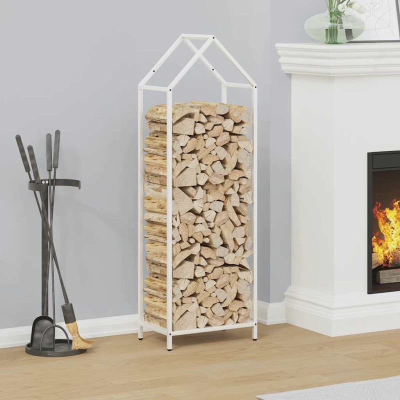 Afbeelding laden in galerijviewer, Vidaxl brandhoutrek 40x25x120 cm koudgewalst staal wit
