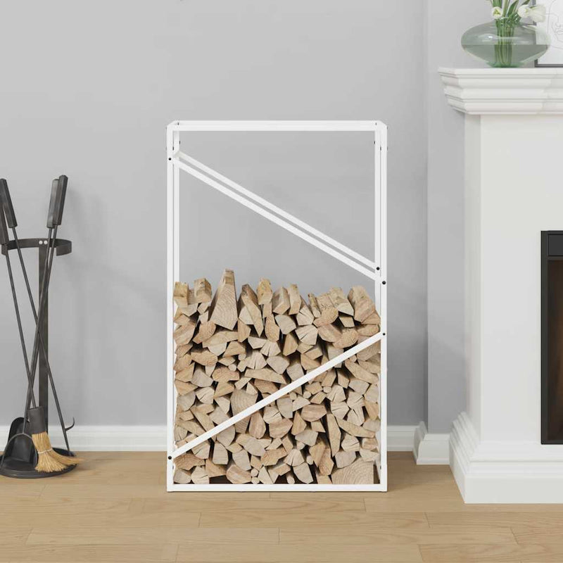 Afbeelding laden in galerijviewer, Vidaxl brandhoutrek 60x25x100 cm koudgewalst staal wit
