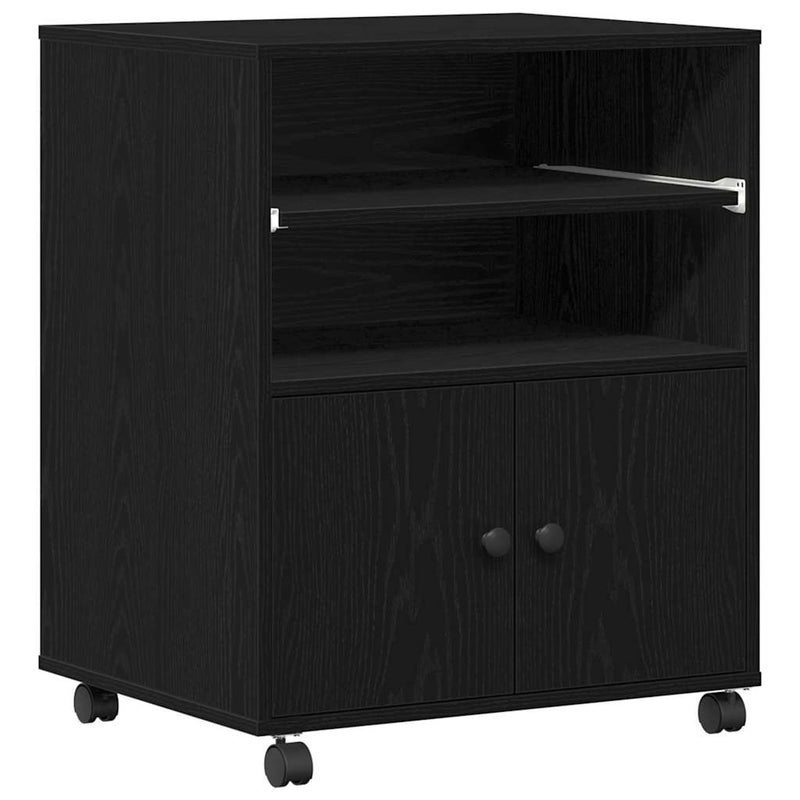 Afbeelding laden in galerijviewer, Vidaxl printerstand zwart eiken 60 x 48 x 74 cm bewerkt hout
