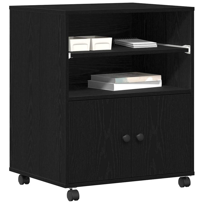 Afbeelding laden in galerijviewer, Vidaxl printerstand zwart eiken 60 x 48 x 74 cm bewerkt hout

