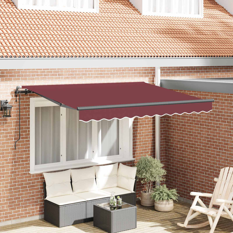 Afbeelding laden in galerijviewer, Vidaxl uitschuifbare luifel bordeauxrood 350 x 200 x 165 cm stof
