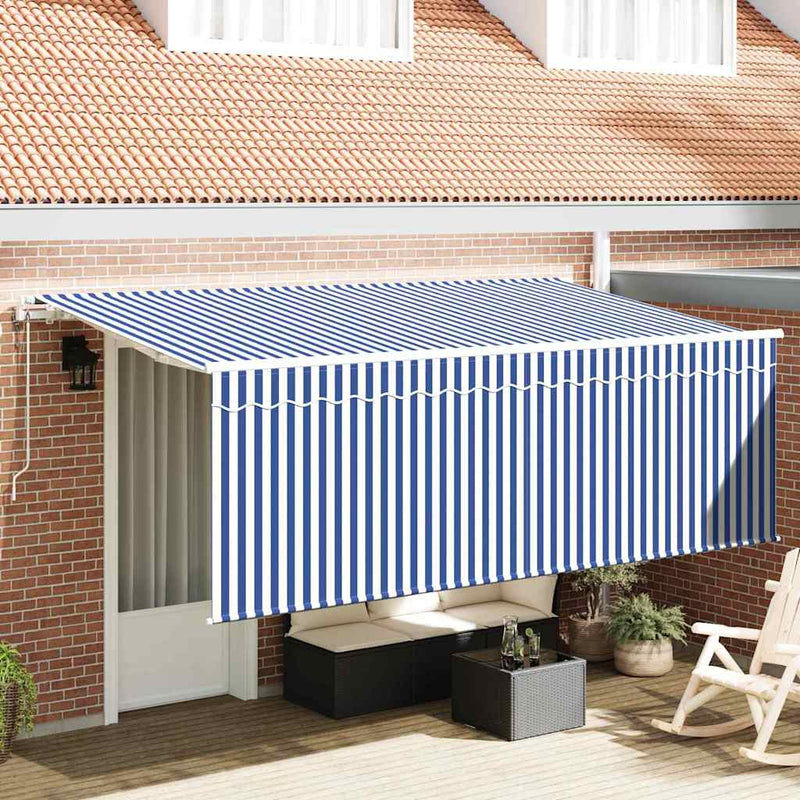 Afbeelding laden in galerijviewer, Vidaxl inklapbaar zonnescherm blauw en wit 400 x 200 cm
