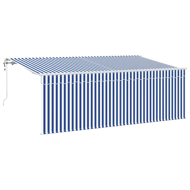 Afbeelding laden in galerijviewer, Vidaxl inklapbaar zonnescherm blauw en wit 400 x 200 cm
