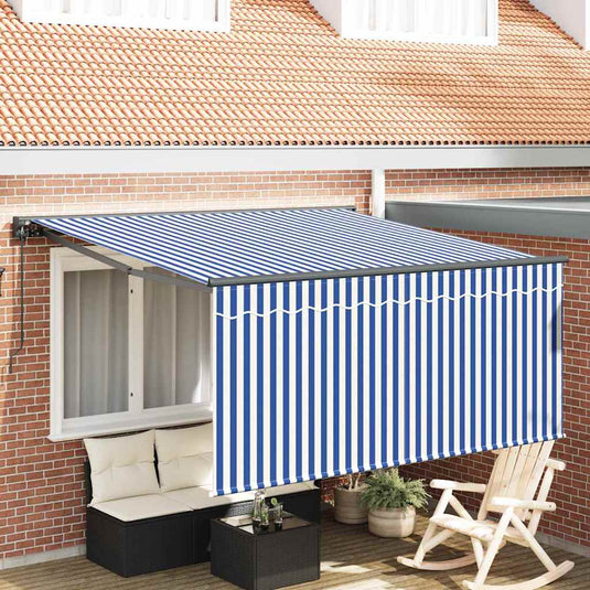 Vidaxl inklapbaar zonnescherm blauw en wit 300 x 250 cm