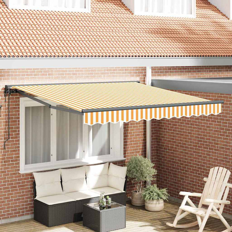 Afbeelding laden in galerijviewer, Vidaxl inklapbaar zonnescherm geel en wit 300 x 250 cm
