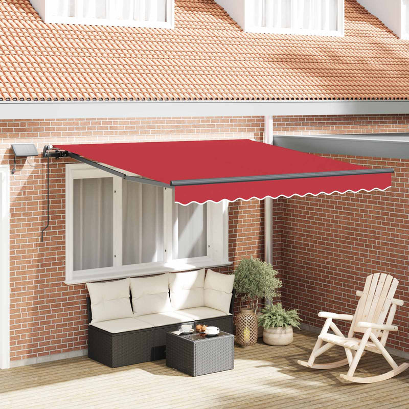 Afbeelding laden in galerijviewer, Vidaxl uitschuifbare luifel rood 300 x 250 cm stof en aluminium
